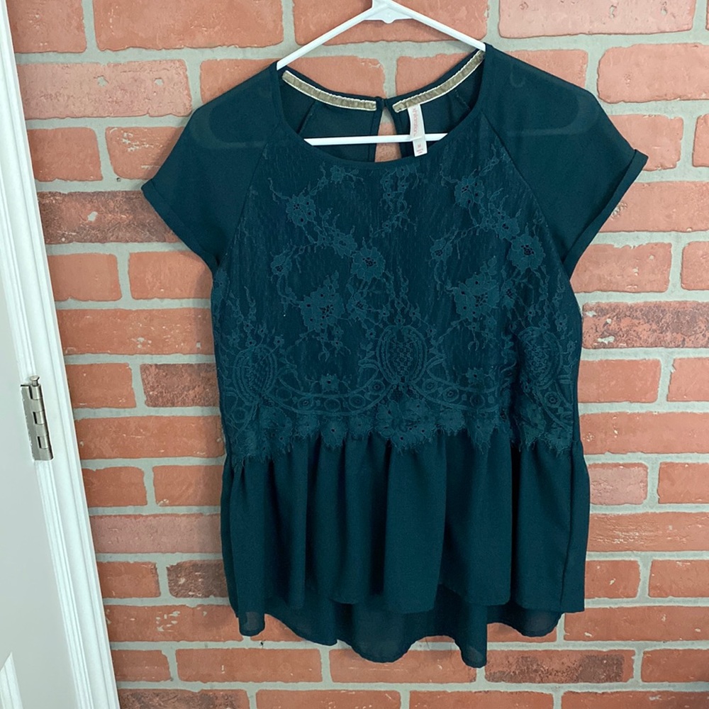 Green lace work shirt